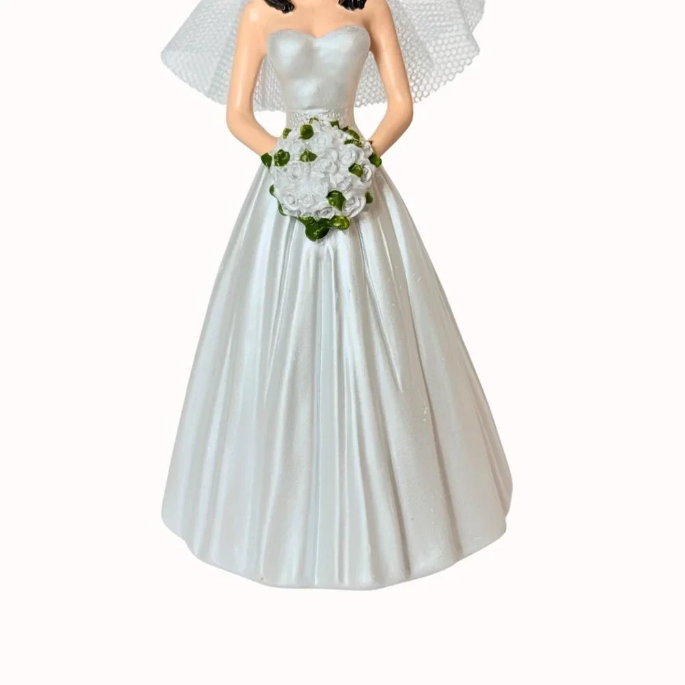 Wilton Bride Cake Topper Figurine Wedding Bridal Shower VTG Decor Black Hair